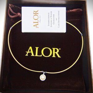 ALOR 18K Gold & Stainless Steel Classique 9.5mm Pearl & Diamond Pendant Necklace